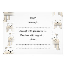 English Bulldogs, White. Dogs Pattern. Custom Announcements