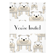English Bulldogs, White. Dogs Pattern. Invites