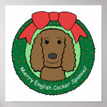 English Cocker Spaniel Christmas Poster