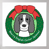 English Cocker Spaniel Christmas Poster