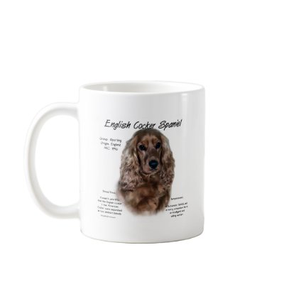 English Cocker Spaniel (liver) History Design Mugs by GreyWolfCreation