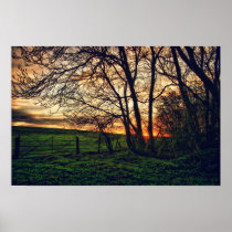 English Countryside Sunset HDR art poster print posters