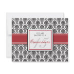 ENGLISH Cranberry Damask Quinceanera Invitation
