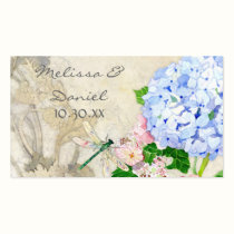 English Garden, Blue n Pink Hydrangeas Watercolor business cards
