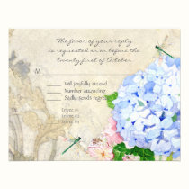 English Garden, Blue n Pink Hydrangeas Watercolor invitations