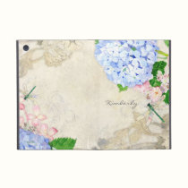 English Garden, Blue n Pink Hydrangeas Watercolor powis icase