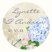 English Garden, Blue n Pink Hydrangeas Watercolor stickers