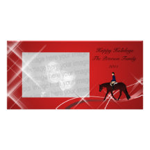 English Horse N Swirls Holiday Photo Card