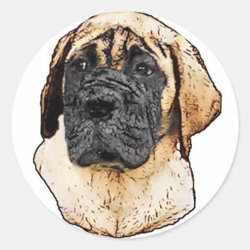 English Mastiff Art Gifts Round Stickers