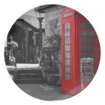 English Phone Booth Party Plate