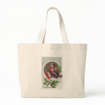 English Robins and Holly Vintage Christmas Bag