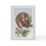 English Robins and Holly Vintage Christmas Greeting Cards