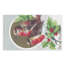 English Robins and Holly Vintage Christmas Rectangle Stickers