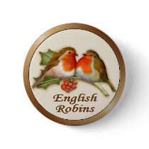 English Robins Pinback Button