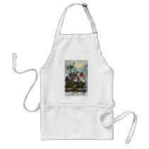 English Robins on a Fence Antique Christmas Aprons