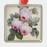 English Rose Garden Bourbon Pink Floral Ornaments