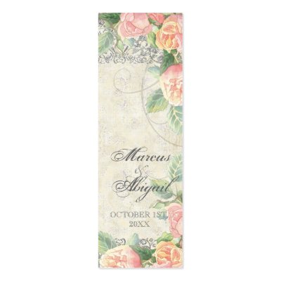 English Rose, Peach & Silver Wedding Favour Tag by AudreyJeanne