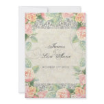 English Rose, Peach & Silver Wedding Invitation