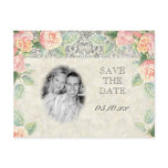 English Rose & Silver Save the Date Postcard
