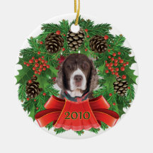 English Springer Spaniel Christmas Holiday Wreath Ornament