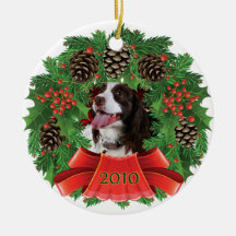 English Springer Spaniel Christmas Holiday Wreath Ornament