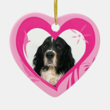 English Springer Spaniel Valentine's Heart Ornamen Christmas Tree Ornament