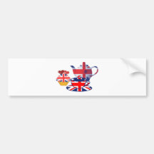 English Tea-time, Union Jack Art Gifts Bumper Sticker