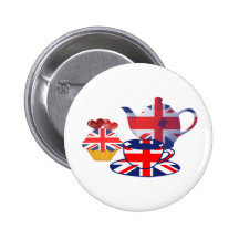 English Tea-time, Union Jack Art Gifts Buttons