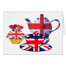 English Tea-time, Union Jack Art Gifts Cards