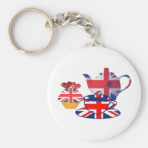 English Tea-time, Union Jack Art Gifts Keychain