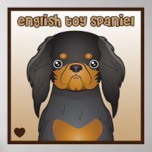 English Toy Spaniel Cartoon Poster