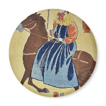 English woman enjoying by Utagawa,Yoshitora Fridge Magnets