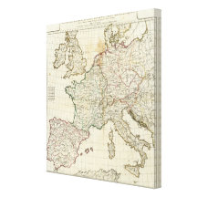 Engraved Map of Europe Gallery Wrap Canvas