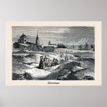 Engraving, Scheveningen (The Hague) beach Poster