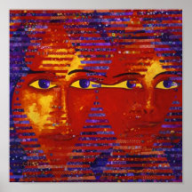 Énigme III - Déesse pourpre et orange abstraite Posters