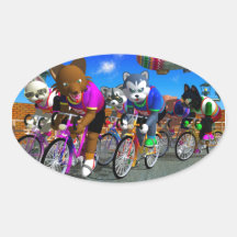 Enjoy Bicycle 卵形シールステッカー