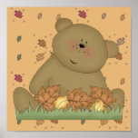 enjoying autumn teddy bear posters