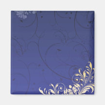 Enlightening Golden Yellow Floral and black swirls Refrigerator Magnets