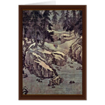 Enlightenment To The Snow On The River By Kao K'O- Greeting Cards