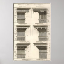 Entablatures vintages, ordres d'architecture affiche