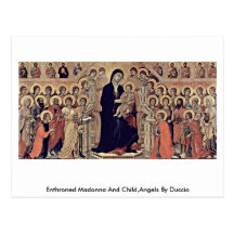 Enthroned Madonna And Child,Angels By Duccio Post Card