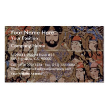 Enthroned Ruler And His Followers By Meister Des B Business Card Templates