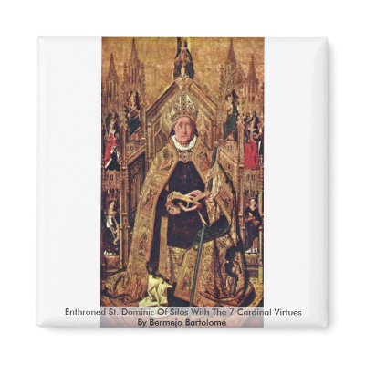 Enthroned St. Dominic Of Silos With The 7 Cardinal Fridge Magnets by Artcollection