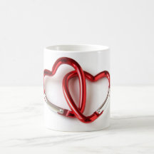 Entwined heart carabiners mugs