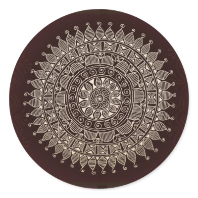 Envelope seals with Indian decoration Round Stickers by perfectpostage