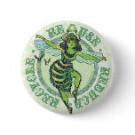 Enviro Green Bee Earth Day Gear Buttons