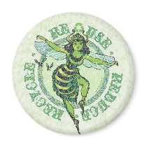 Enviro Green Bee Earth Day Gear Fridge Magnets