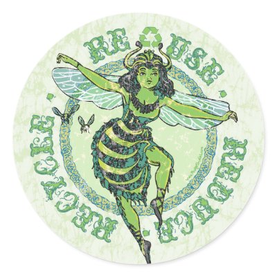 Enviro Green Bee Earth Day Gear Round Stickers by EarthdayGear