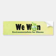 Environmentalists for Obama Victory 2012 Green Bumper Stickers