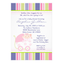 Envisager Trendy Stroller Girl Baby Shower Invite